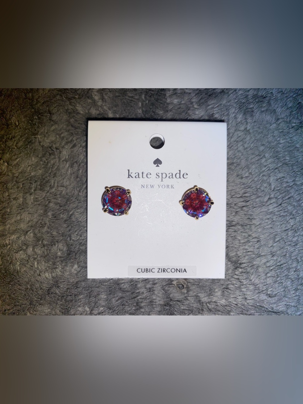 BNWT Kate Spade New York Iridescent Amethyst CZ Stud Earrings